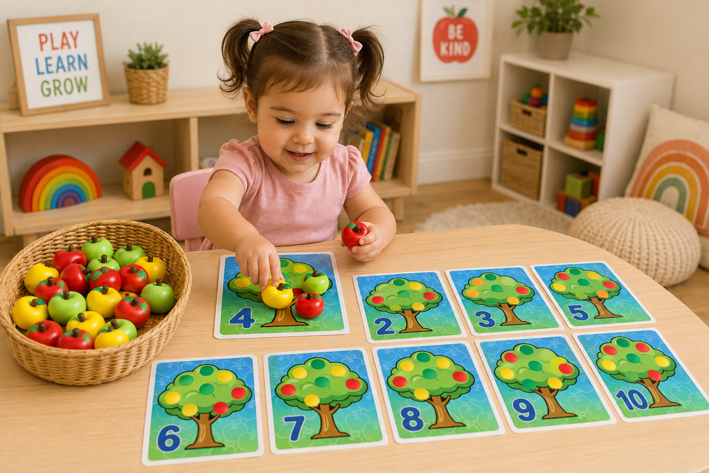 Apple Tree Counting & Color Matching Activity Mats| Numbers 1–10 CARDS ONLY (DIGITAL)