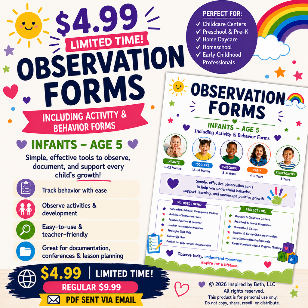 Early Childhood Observation Forms Bundle | Infant, Toddler, Preschool & Pre-K (Birth–5 Years)