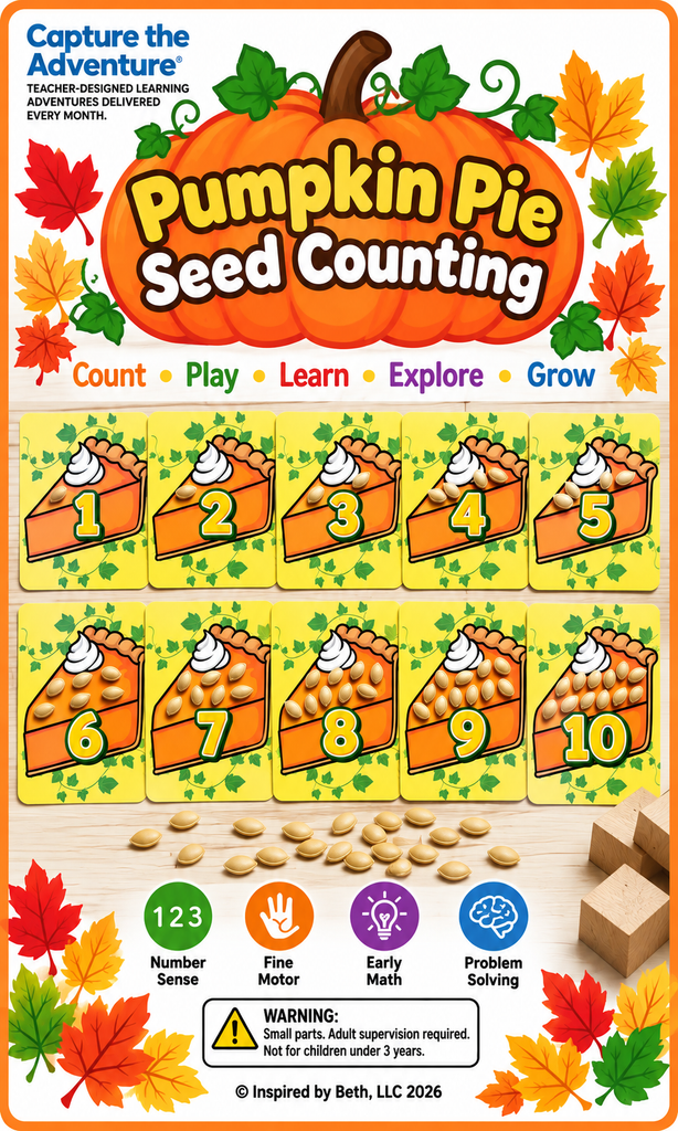 Pumpkin Pie Seed Counting Numbers 1–10  with pumpkin seeds