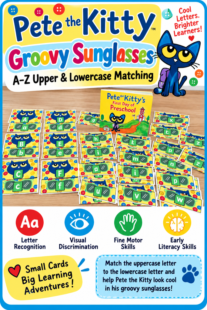 Pete the Kitty Groovey Sunglasses A-Z Uppercase & Lowercase Matching