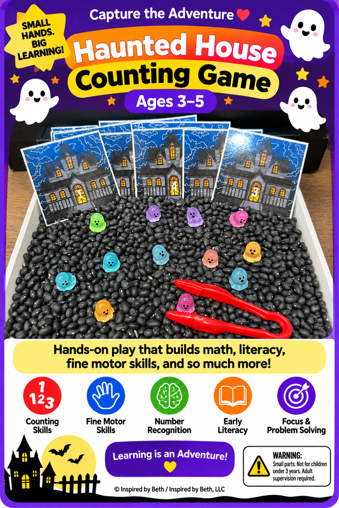 Haunted House Counting Game 1-12 with Ghosts & Black Bean Sensory