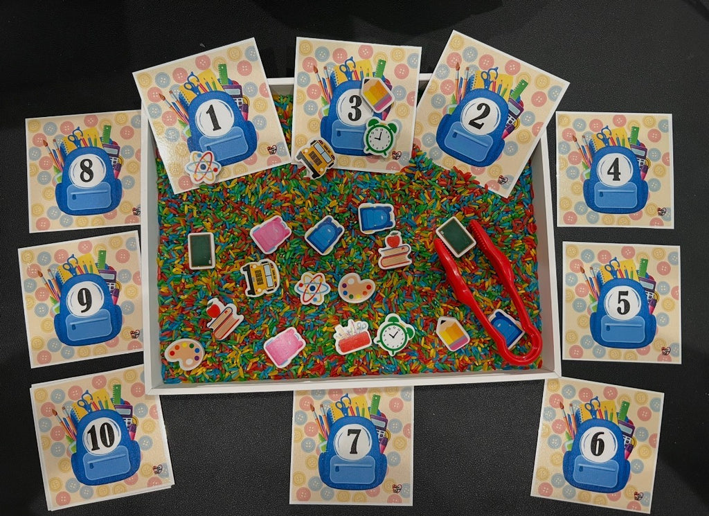 Back-to-School Math Sensory Bin Kit | Counting, Sorting & Fine Motor Activity Set