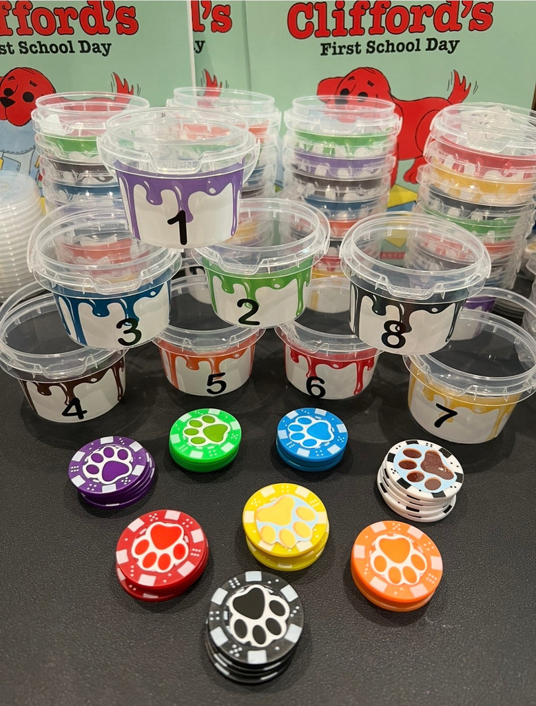 Color & Number Matching Paint Cups with Paw Print Counters | Hands-On Preschool Math Activity